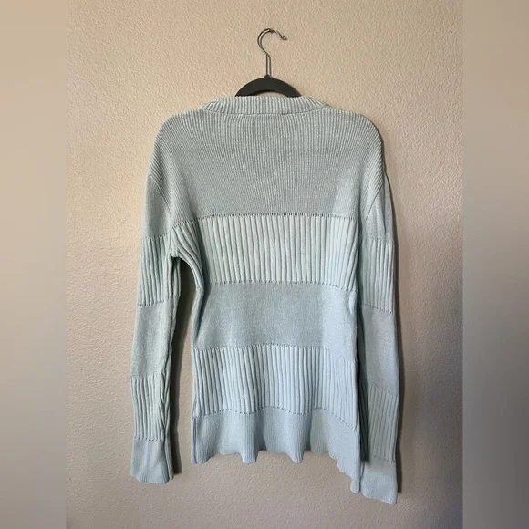 TheOpen Product Blue V Neck Ribbed Sweater Bell Sleeves Women's Size S - Picture 5 of 13